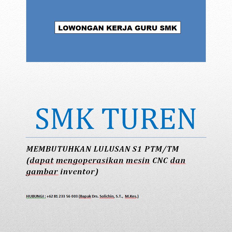 LOWONGAN PEKERJAAN GURU SMK