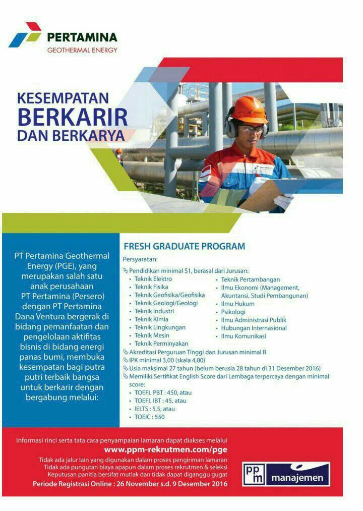 LOWONGAN PEKERJAAN PT. PERTAMINA