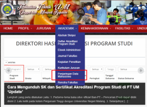 Layanan Penjaringan Data Mahasiswa Fakultas Teknik UM